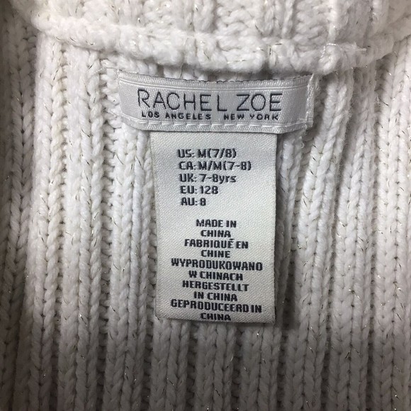RACHEL ZOE Girls White Faux Fur/ Sweater Zip Front Vest Medium 7/8 - Picture 6 of 6